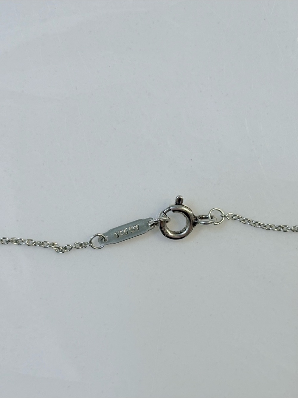 Tiffany & Co. enamel and sterling silver heart key pendant necklace with chain - Picture 9 of 9